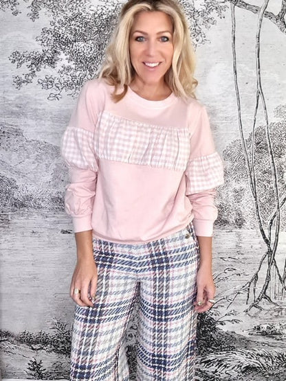 Mrs Digby Baby Pink Gingham Sweater