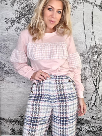 Mrs Digby Baby Pink Gingham Sweater