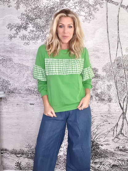 Mrs Digby Lime Gingham Sweater