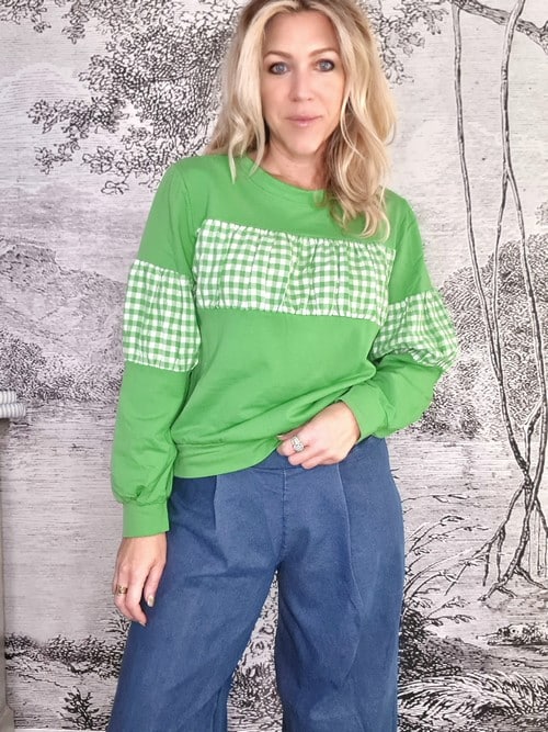 Mrs Digby Lime Gingham Sweater