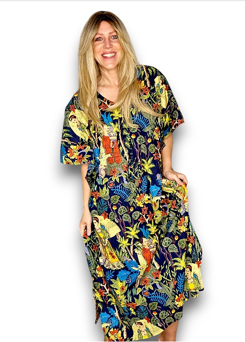 IDA IVY Resortwear-Kaftan-Frida/Navy