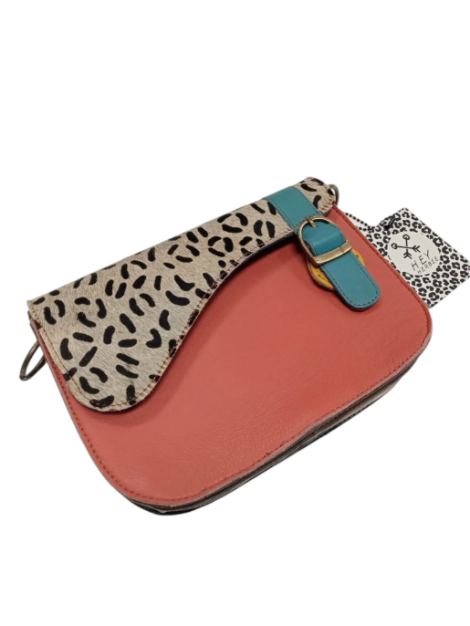 Hey Herbee Angler Leather Bag-AE1565 Pink Lipstick-3 line Print