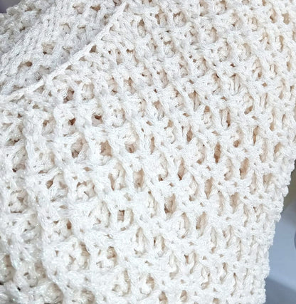 Cream Glitter Hollow Knit Poncho