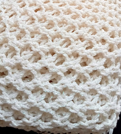 Cream Glitter Hollow Knit Poncho