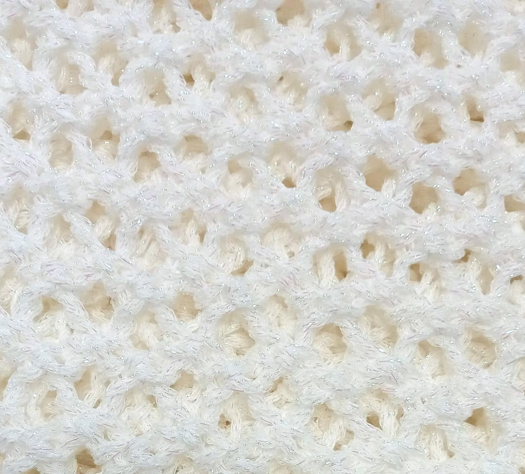 White Glitter Hollow Knit Poncho