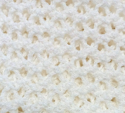 White Glitter Hollow Knit Poncho