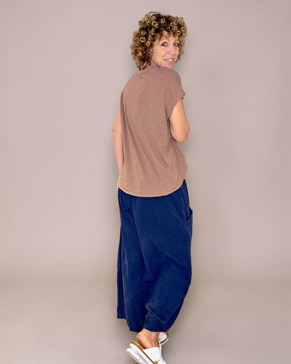 Navy Corduroy Barrel Pants