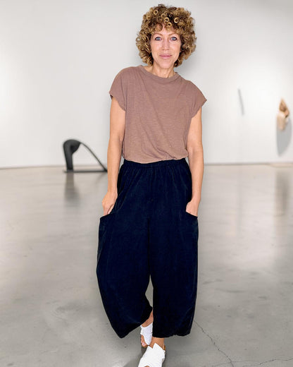 Black Corduroy Barrel Pants