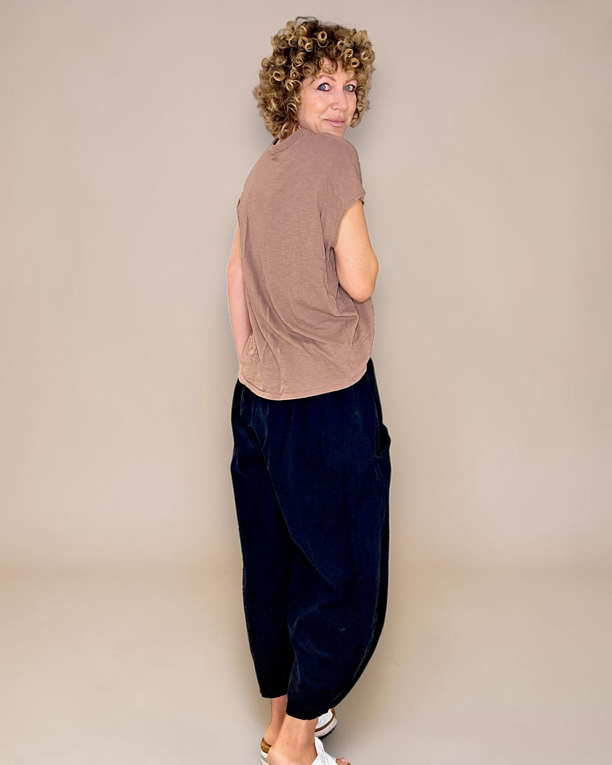 Black Corduroy Barrel Pants
