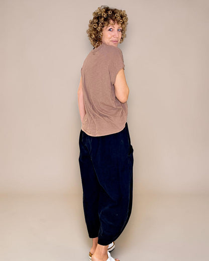 Black Corduroy Barrel Pants
