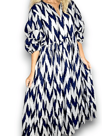 IDA IVY Pouf Sl Dress/Nvy Aztec image 4