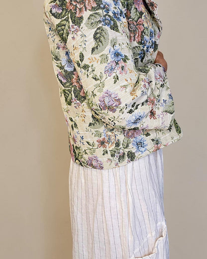 Classic Rose Doily Tapestry Crop Suit Jacket