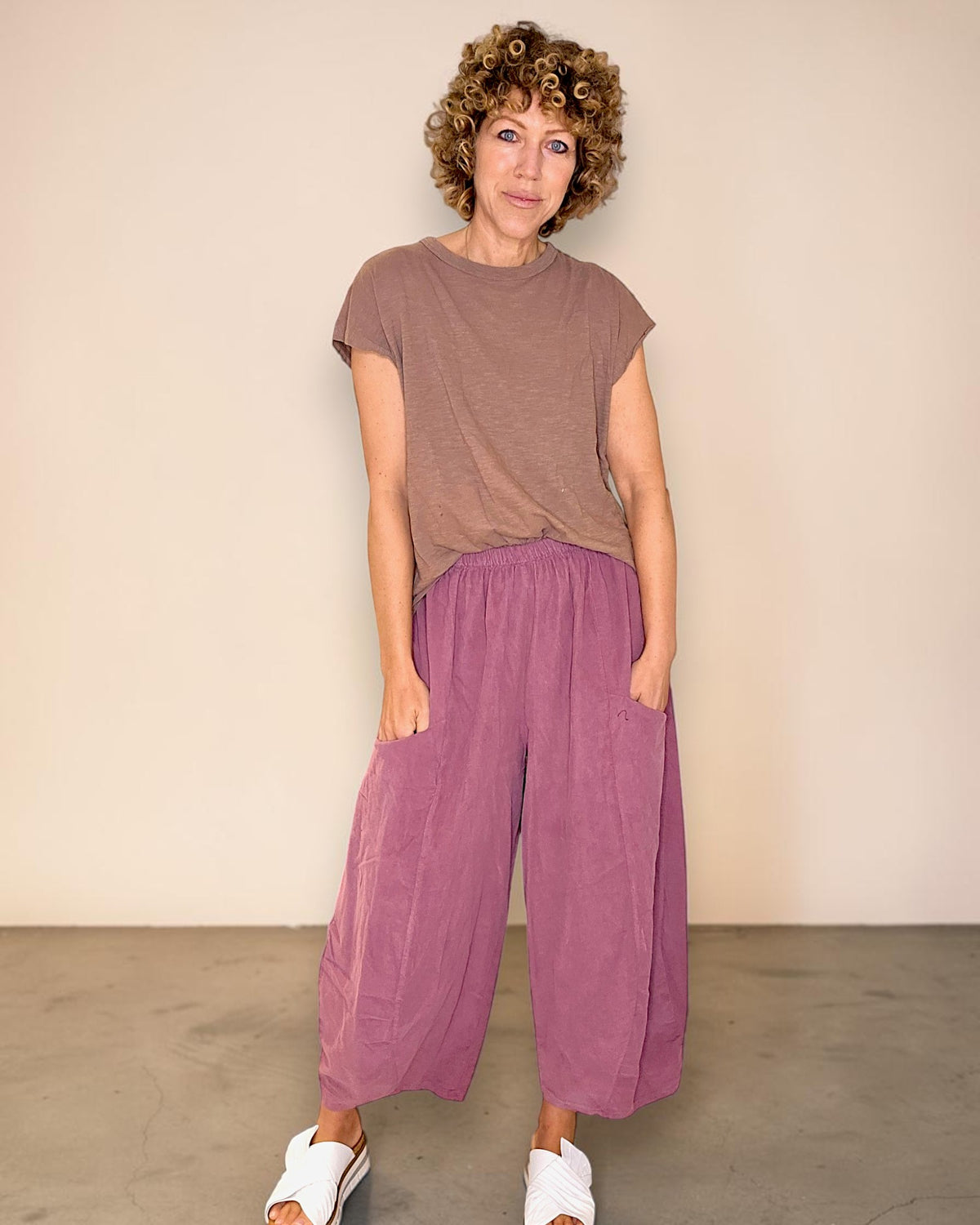 Berry Corduroy Barrel Pants