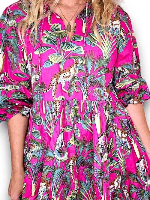 IDA IVY Pouf Sl Dress/Hot Pink Leopard image 5