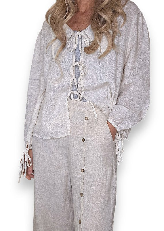 Beige Front Row Button Sailor Pant image 3