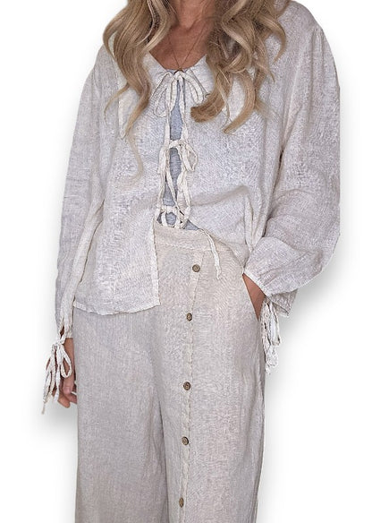 Beige Front Row Button Sailor Pant image 3