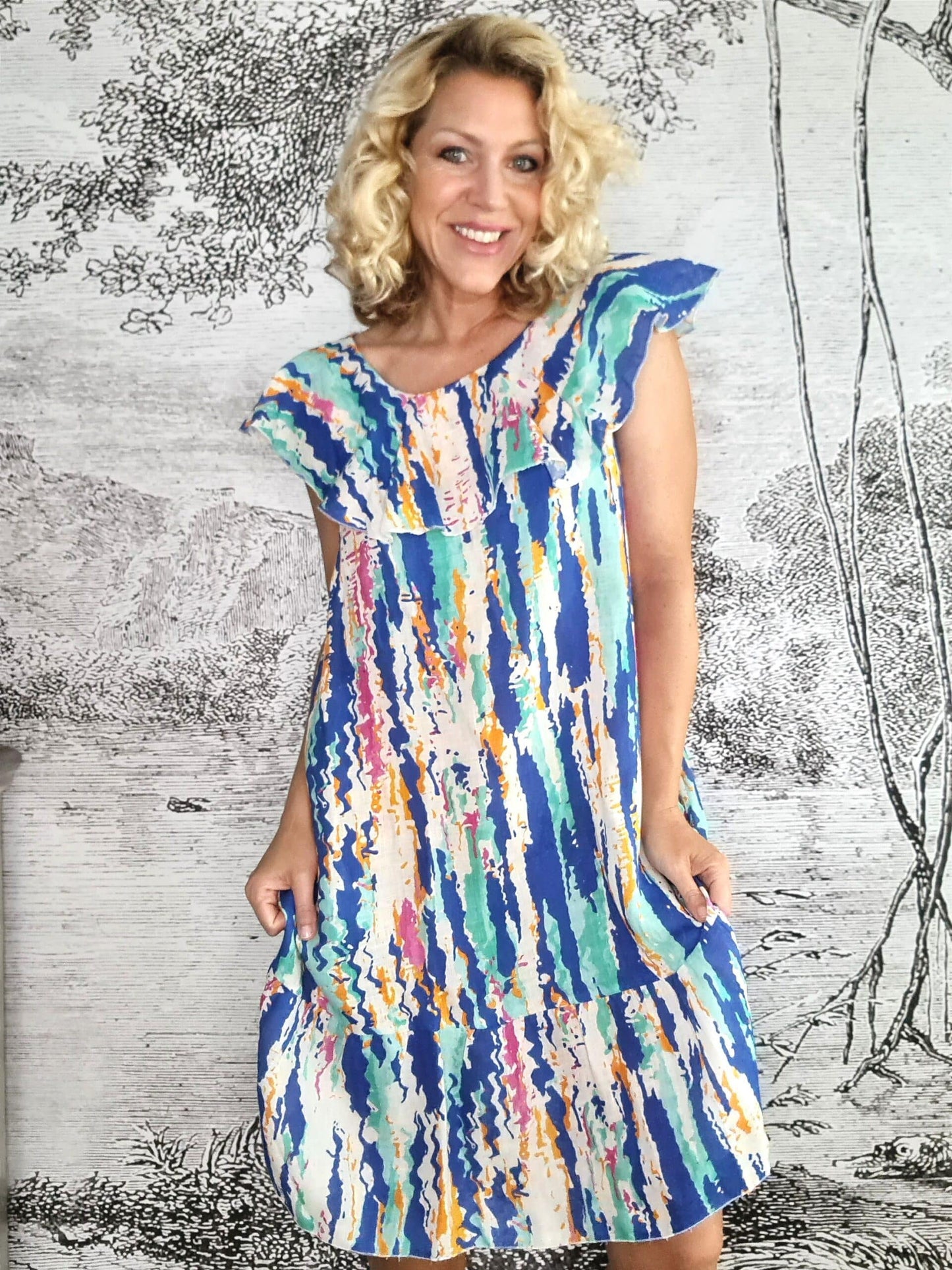 Cobalt Rainbow Stella Frill Dress