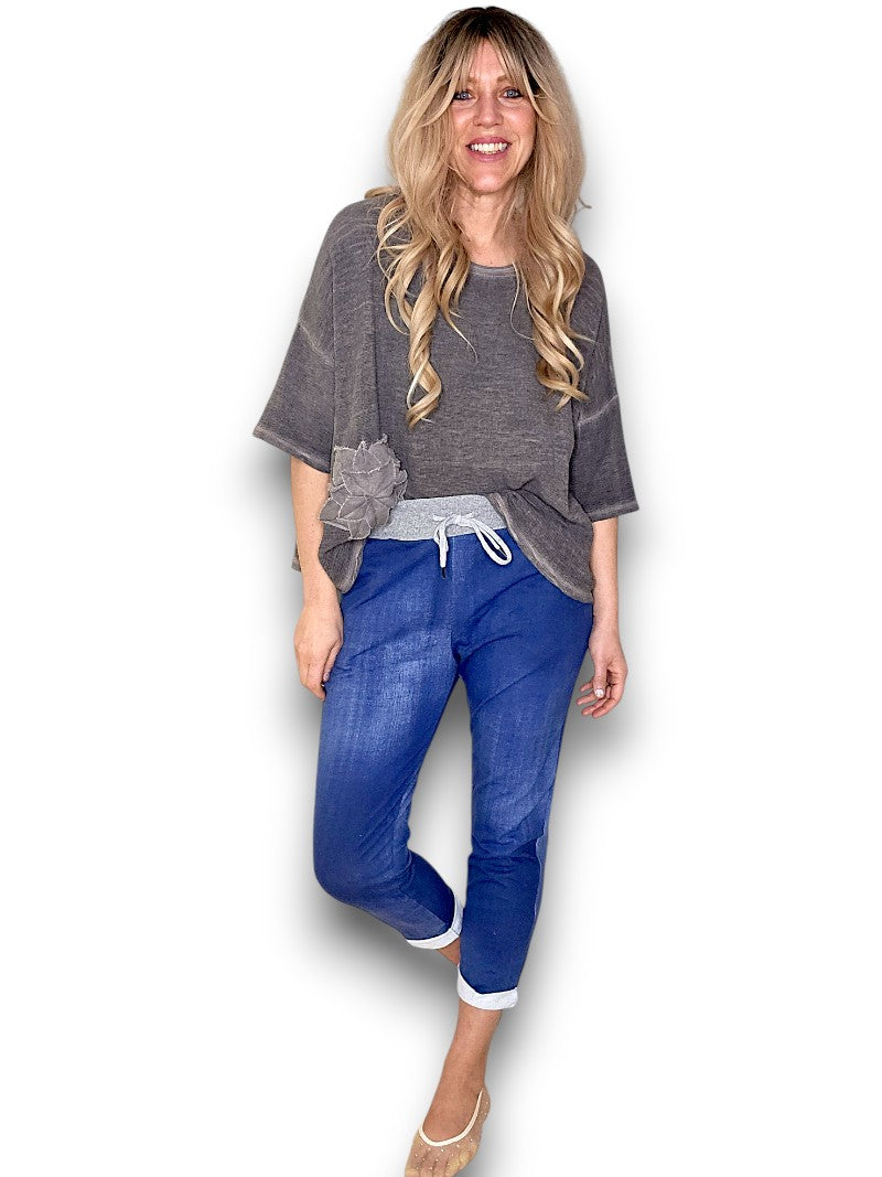 Plain Dark Denim Joggers