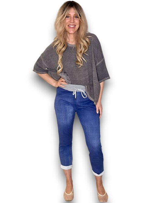 Plain Dark Denim Joggers