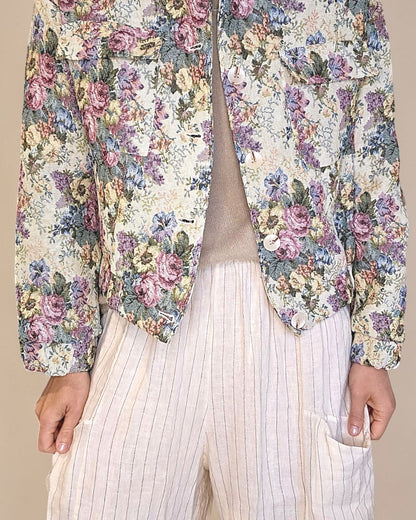 Classic Rose Doily Tapestry Biker Jacket