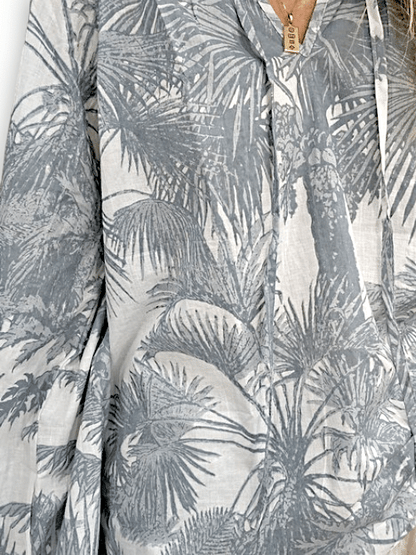 IDA IVY Pouf Sleeve Tunic-Palm Porcelain/Grey image 1