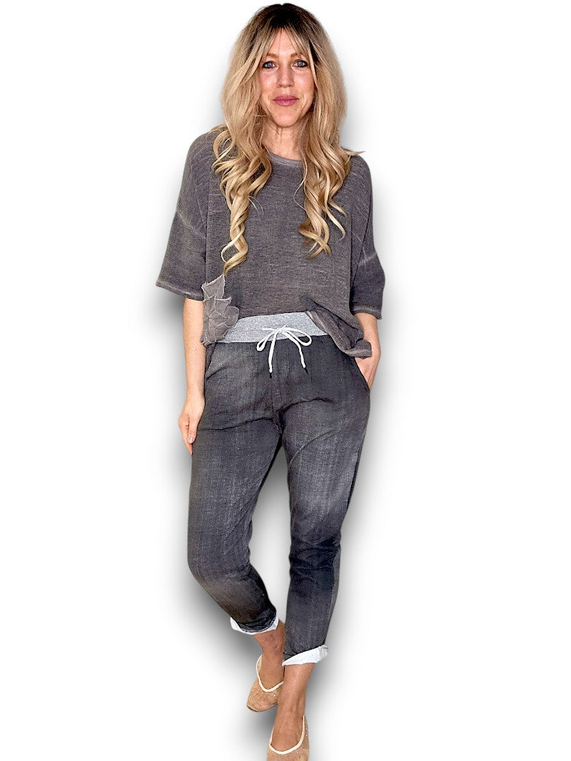 Plain Grey Denim Joggerss