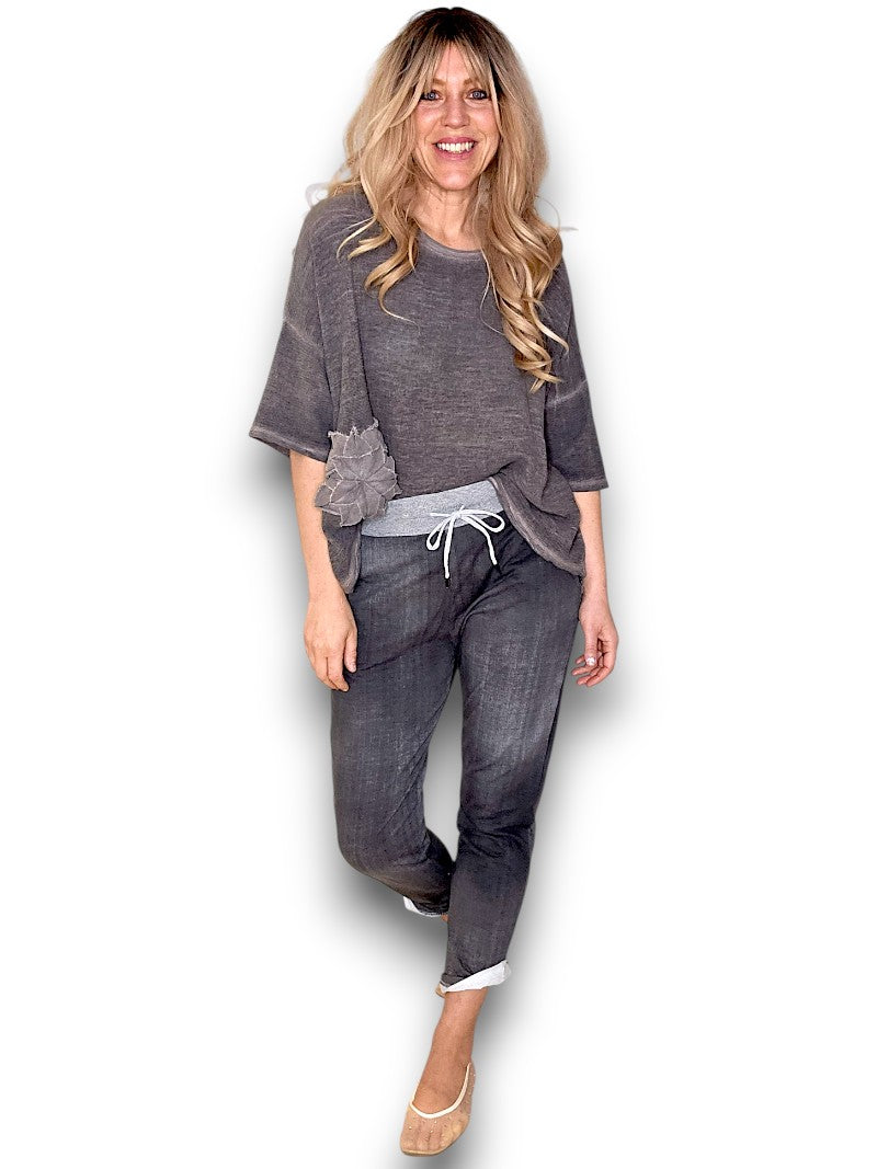 Plain Grey Denim Joggerss