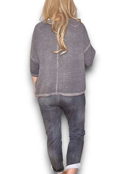 Plain Grey Denim Joggerss