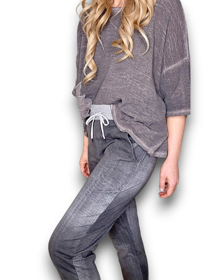 Plain Grey Denim Joggerss