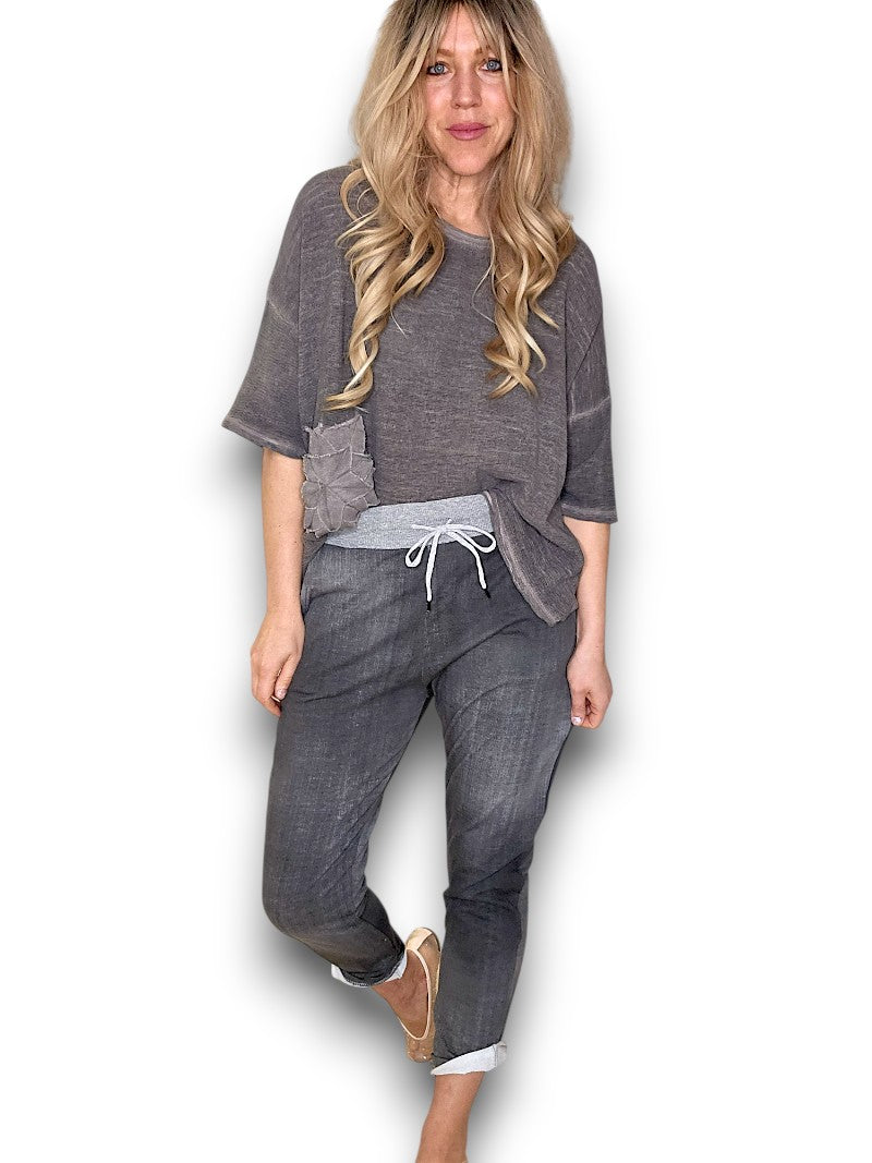 Plain Grey Denim Joggerss
