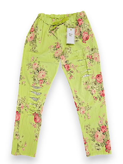 Bright Lime High Tea Ripped Pants