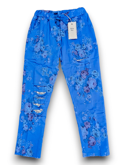 Cobalt High Tea Ripped Pants