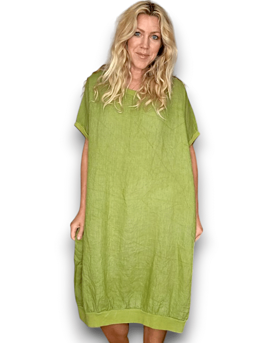 Avocado Plain Elastic Hem Dress