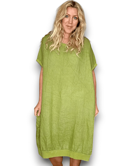 Avocado Plain Elastic Hem Dress