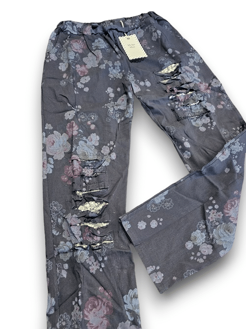 Navy High Tea Ripped Pants