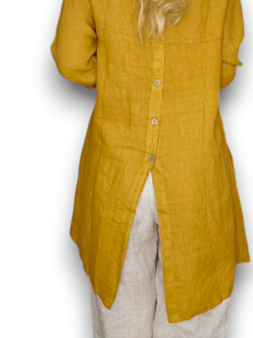 Mustard Plain Button Split Dovetail Top