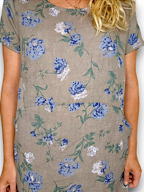 Mocha Petals of Blue Jungle Dress