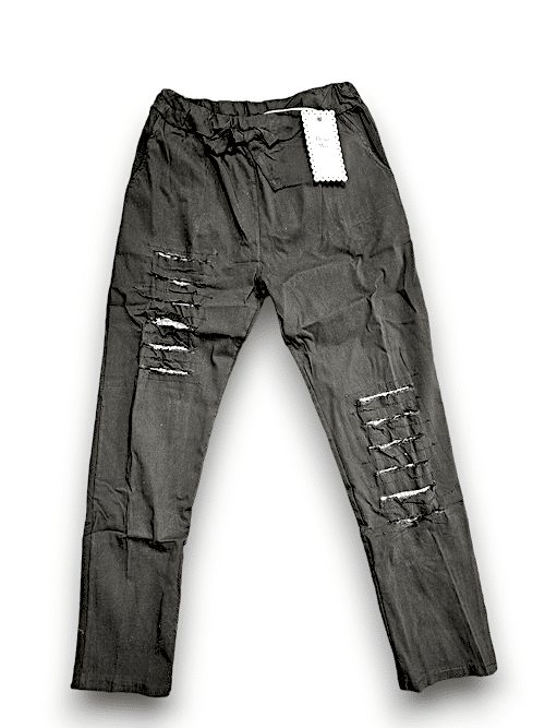 Black Plain Ripped Pants