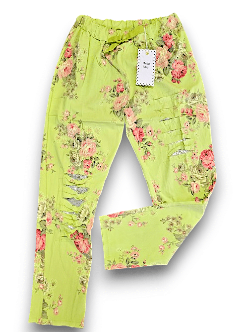 Bright Lime High Tea Ripped Pants