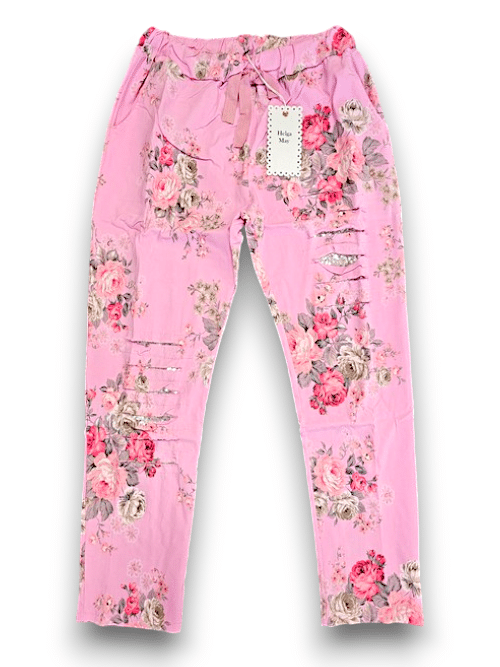 Bubbelgum Pink High Tea Ripped Pants