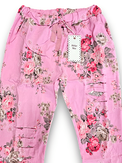 Bubbelgum Pink High Tea Ripped Pants