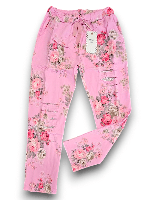 Bubbelgum Pink High Tea Ripped Pants