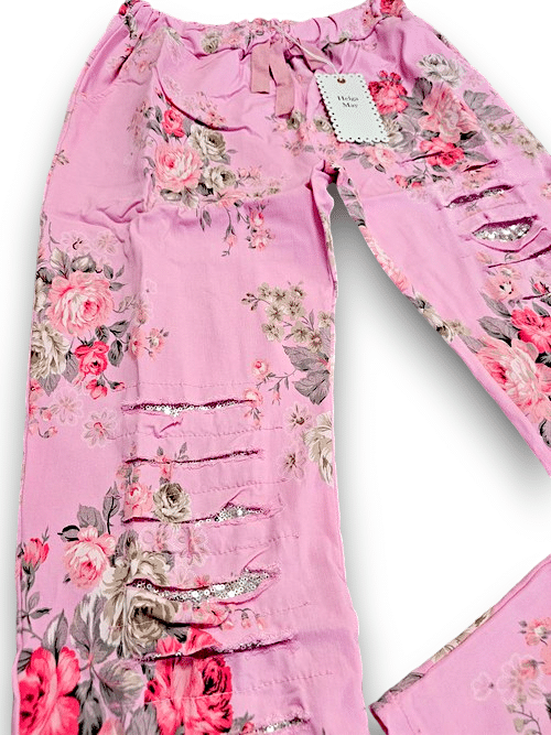 Bubbelgum Pink High Tea Ripped Pants