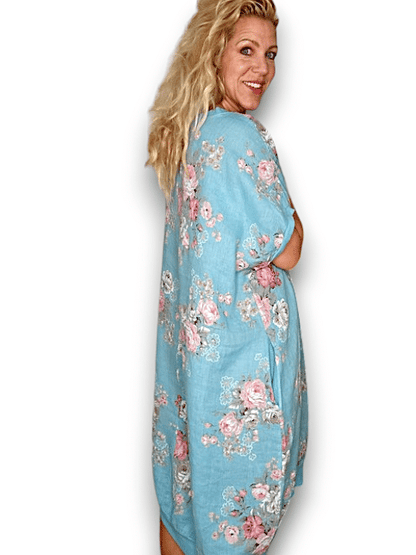 Light Turquoise High Tea Elastic Hem Dress