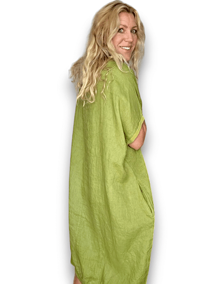 Avocado Plain Elastic Hem Dress