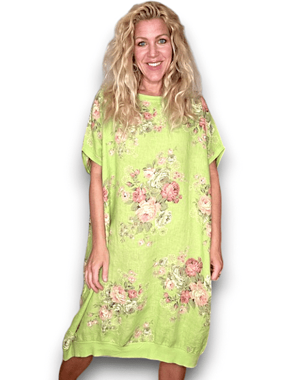 Bright Lime High Tea Elastic Hem Dress