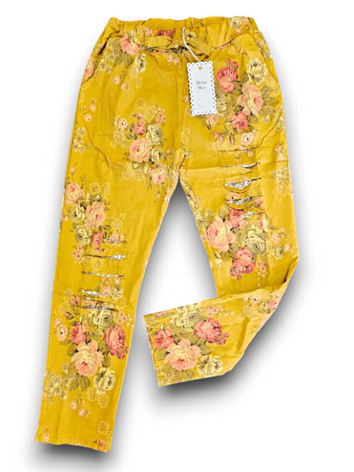 Mustard High Tea Ripped Pants