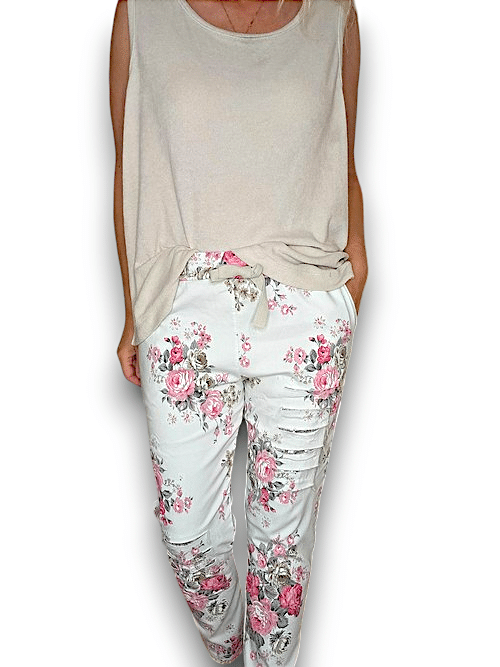 Light Mint High Tea Ripped Pants