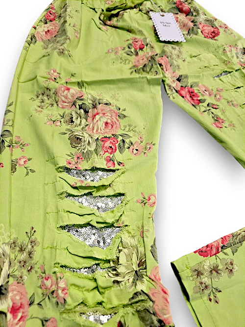 Bright Lime High Tea Ripped Pants