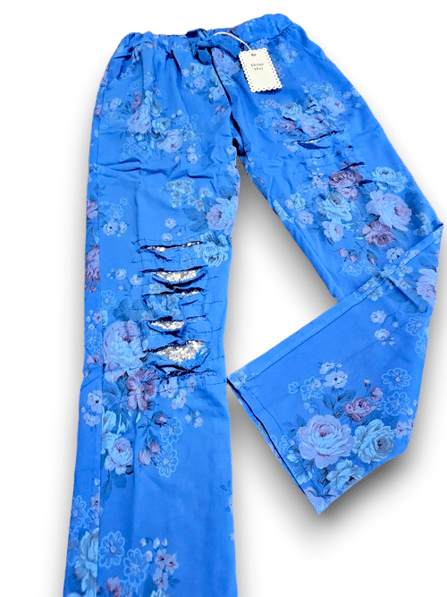 Cobalt High Tea Ripped Pants